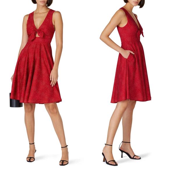 Hutch Reese Dress Red Polka Dot Size Small A-Line Swingy Flowy Cutout Bow Cute - Picture 1 of 16